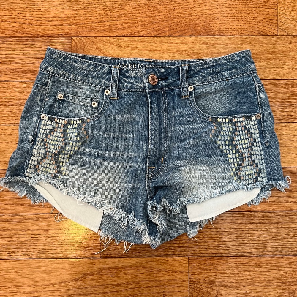 AEO High Rise Denim Shorts